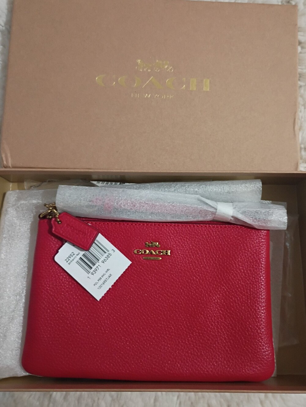 Coach Large Pebble Leather Wristlet NIB